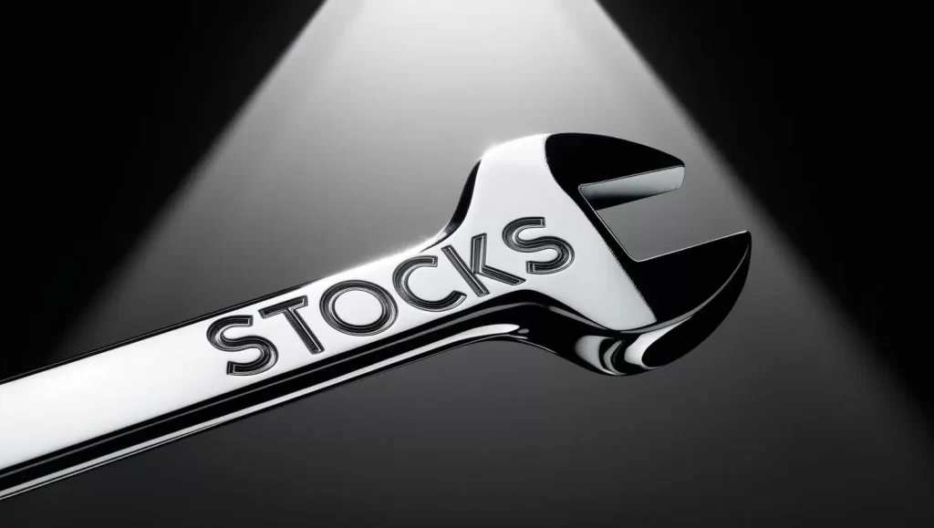 Innovative image showing the word stocks written on a spanner